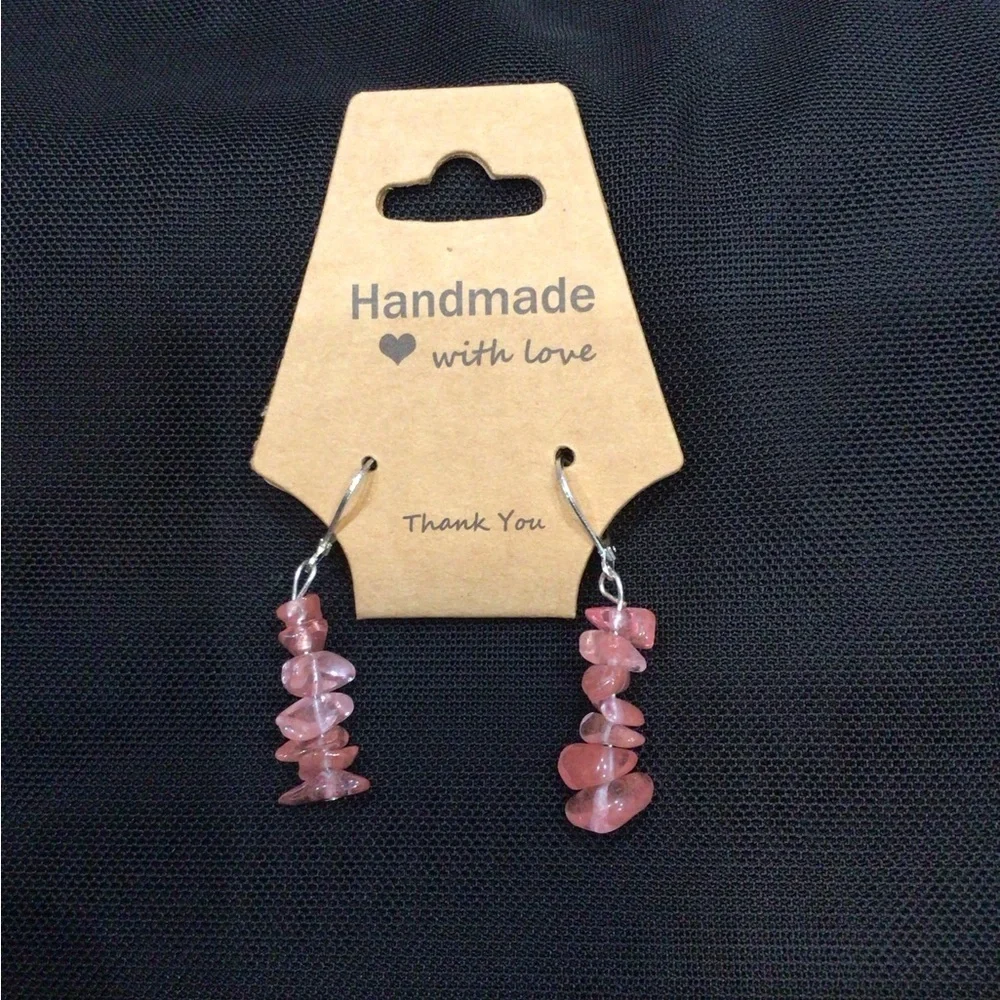 Six Handmade Gemstone Earrings Set in Pink, Purple, Black, Crystal, & Turquoise. - Picture 13 of 15